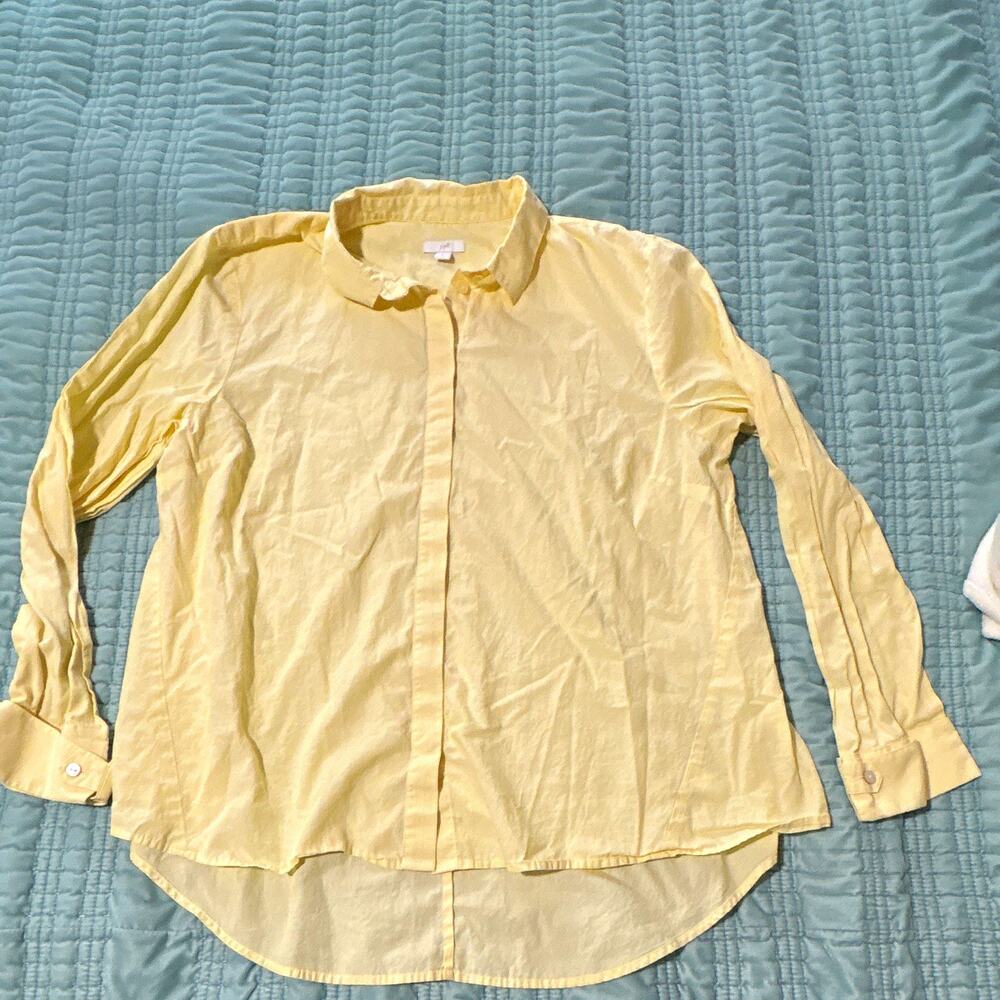 J. Jill 100% Cotton Button-Up Collared tunic blouse XL, boho, preppy, peasant EC